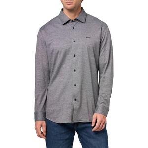 BOSS Men’s Soft Touch Jersey Button Down Shirt(Charcoal Ash)