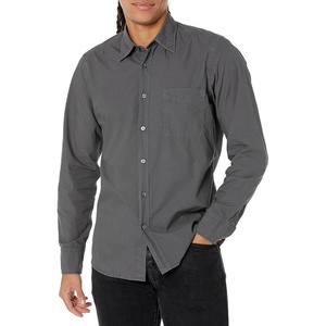 BOSS Men’s Solid Cotton Garment Dyed Button Down Shirt(Asphault Grey)