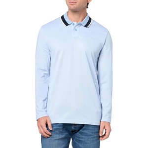 BOSS Men’s Square Patch Logo Oxford Long Sleeve Polo Shirt(Forever Blue)