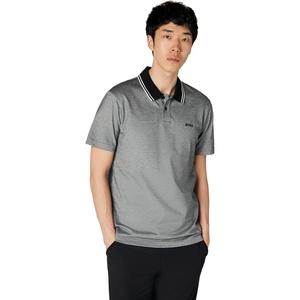 BOSS Men’s Square Patch Logo Oxford Polo Shirt(Black Magnolia)