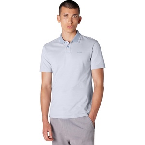BOSS Men’s Square Patch Logo Oxford Polo Shirt(Colony Blue)