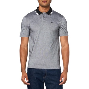 BOSS Men’s Square Patch Logo Oxford Polo Shirt(Dark Blue)