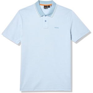 BOSS Men’s Square Patch Logo Oxford Polo Shirt(Frost Air)