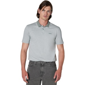 BOSS Men’s Square Patch Logo Oxford Polo Shirt(Galaxy Grey)