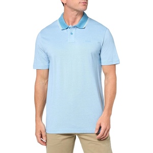BOSS Men’s Square Patch Logo Oxford Polo Shirt(Niagara Blue)