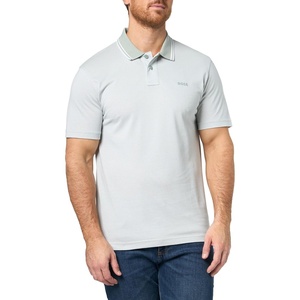 BOSS Men’s Square Patch Logo Oxford Polo Shirt(Slate Green)