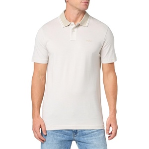 BOSS Men’s Square Patch Logo Oxford Polo Shirt(Stone Beige)