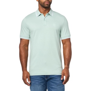 BOSS Men’s Square Patch Logo Slim Fit Cotton Polo Shirt(Harbor Grey)