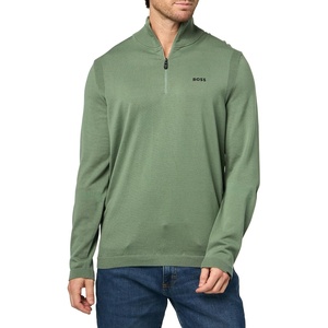 BOSS Men’s Tech Flex Cotton Stretch Quarter Zip Knit Sweater(Minty Fresh)
