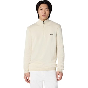 BOSS Men’s Tech Flex Cotton Stretch Quarter Zip Knit Sweater(Overnight Oats)