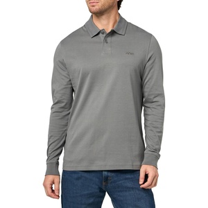 BOSS Men’s Tonal Logo Interlock Long Sleeve Polo Shirt(Frozen Clay)