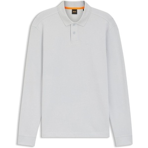 BOSS Petempestolong Men’s Cotton Blend Waffle Polo Shirt, Light/Pastel Grey 053, Medium
