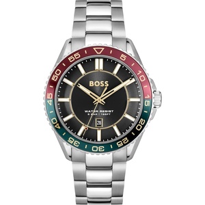 BOSS Runner Men’s 3H Quartz Watch, Stainless Steel, 5ATM/50m Water Resistant – Sporty and On-Trend Timepiece – Gift for Him, 44mm(Silver-Black)