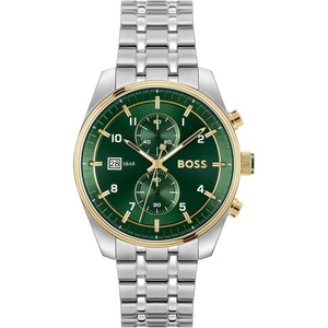 BOSS Skytraveller Men’s 44mm Chronograph Quartz Watch(Green Silver)