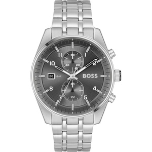 BOSS Skytraveller Men’s 44mm Chronograph Quartz Watch(Grey Silver)