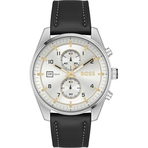 BOSS Skytraveller Men’s 44mm Chronograph Quartz Watch(Silver Black)