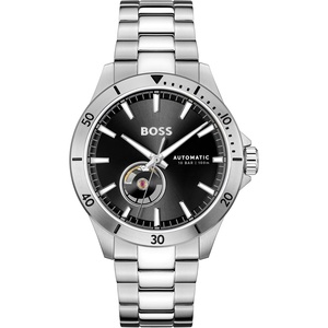 BOSS Troper Men’s Automatic Mechanical Watch, Stainless Steel, 10ATM/100m Water Resistant – Stylish, Durable Timepiece – Self-Winding – Gift for Him, 43mm(Silver-Black)