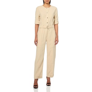 BOSS Women’s Daiyla Belted Viscose Jumpsuit(Light Beige)