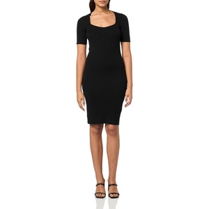 BOSS Women’s Fesco Square Neck Fitted Dress(Black Currant)