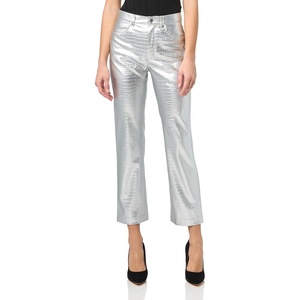 BOSS Women’s Jaby Textured Friendly Leather Pants(Croc Silver)