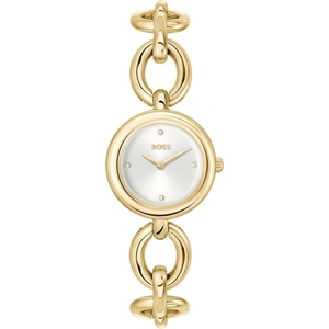 BOSS Women’s Jewelry Watch, Petite Round Case, Quartz Movement, Water Resistant up to 30 Meters 3ATM, Gift for Her(Gold Plated)