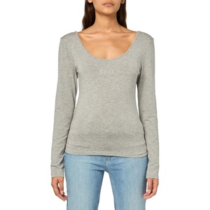 BOSS Women’s Long Sleeve Scoop Neck Shirt(Medium Grey)