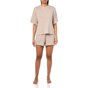 BOSS Women’s Ribbed Betty Short Set(Grey Taupe)