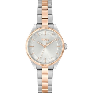 BOSS Women’s Sage Three-Hand Watch, Stainless Steel Case, Textured Dial and Link Bracelet, Gift for Her(Two Tone)
