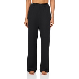 BOSS Women’s Soft Modal Repeat Logo Wide Leg Pants(Black Crow)
