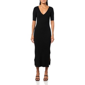 BOSS Women’s Stretch Viscose Midi Sweater Dress(Black Oil)