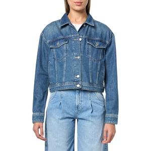 BOSS Women’s Trucker Boxy Denim Jacket(Indigo Denim)