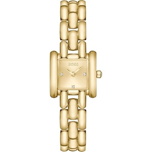 BOSS Women’s Violet Watch, Elegant Curved Design, Sunray Dial, Bracelet, Gift for Her(Gold Plated-Champagne)