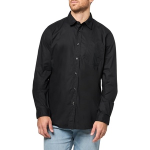 HUGO Men’s Yarn Dyed Cotton Button Down Shirt(Black Carbon)