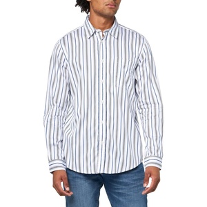 HUGO Men’s Yarn Dyed Cotton Button Down Shirt(Skyline Blue)