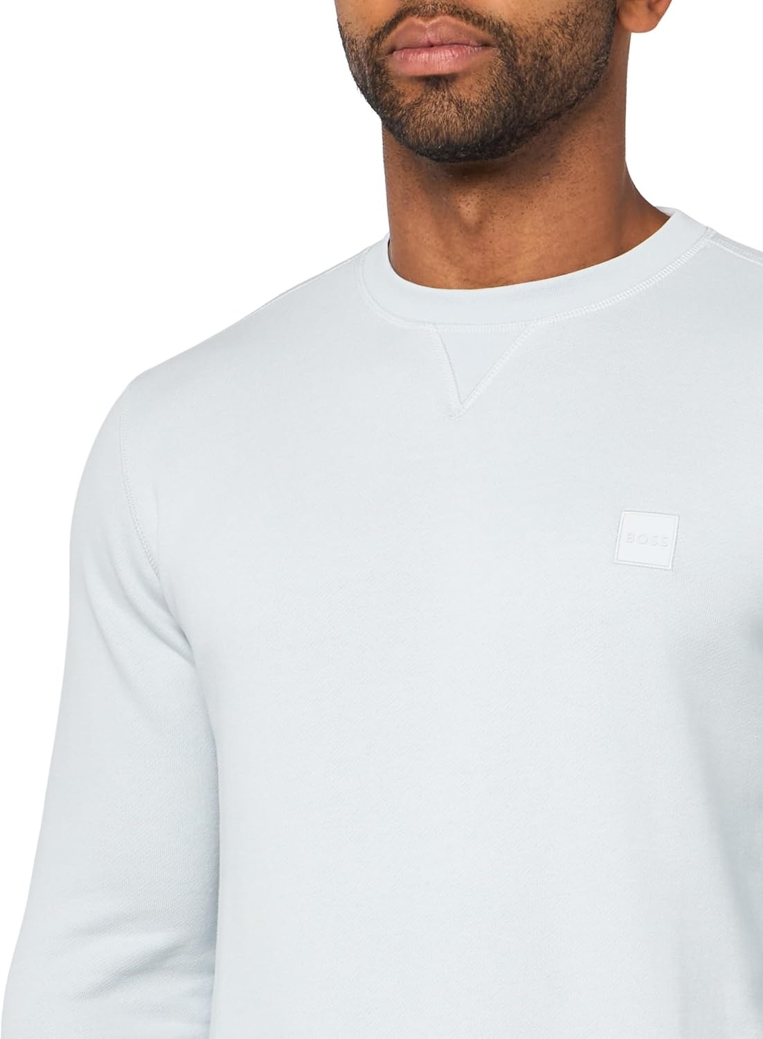 image:imageBOSS Mens Patch Logo French Terry Pullover Cotton SweatshirtGrey Skies