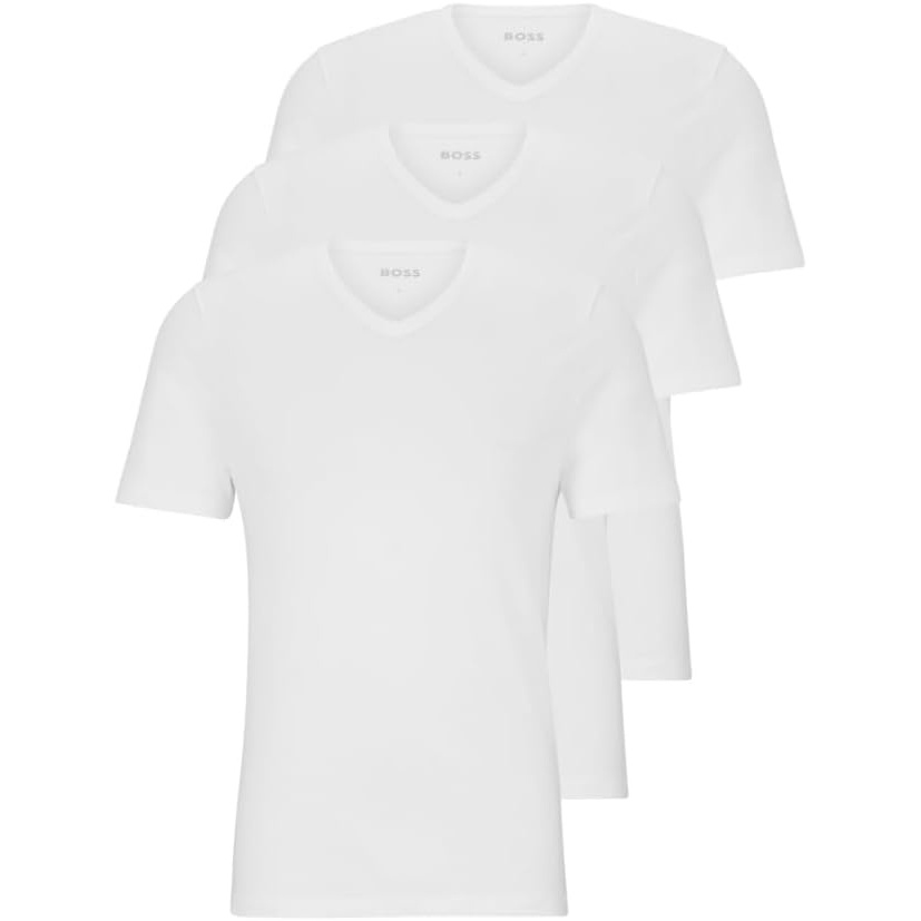 image:imageBOSS Mens 3Pack VNeck Regular Fit Short Sleeve TShirts UnderwearWhite