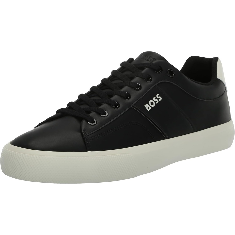 image:imageBOSS Mens Aiden Logo Block Leather Low Top SneakersBlack Pepper