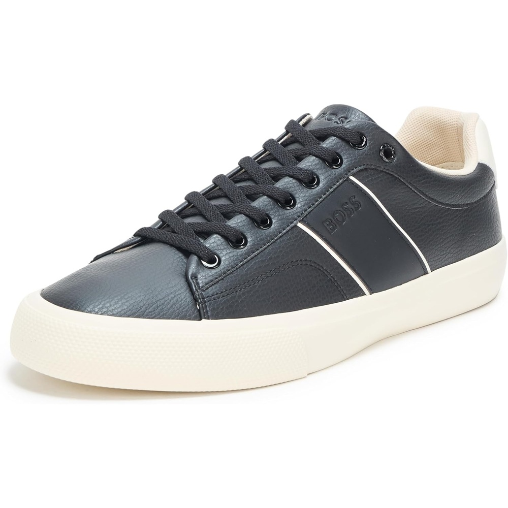 image:imageBOSS Mens Aiden Logo Block Leather Low Top SneakersCastlerock Black