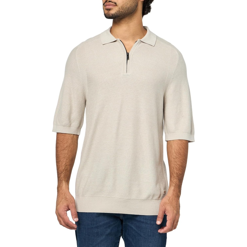 image:imageBOSS Mens Basket Weave Knit Pullover Lightweight SweaterAlmond Milk