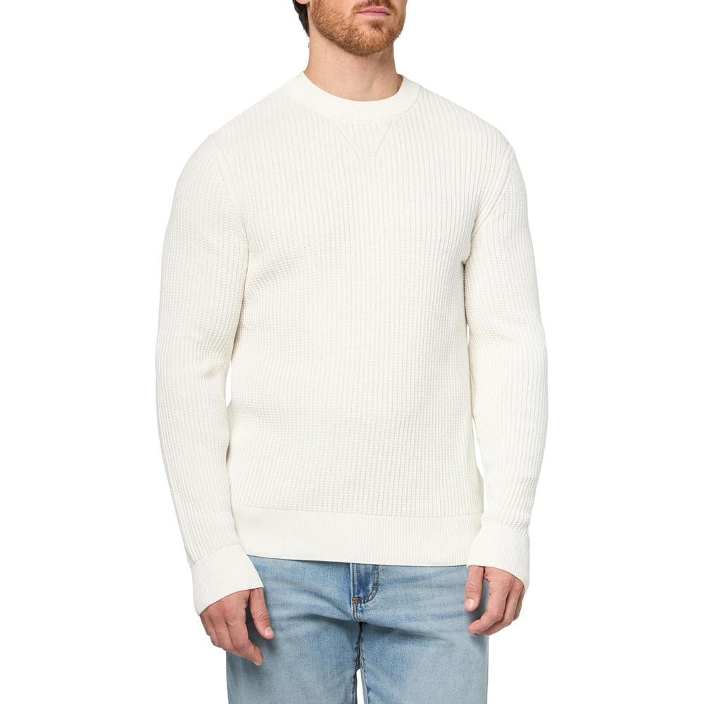 image:imageBOSS Mens Basket Weave Knit Pullover Lightweight SweaterBlanc De Blanc