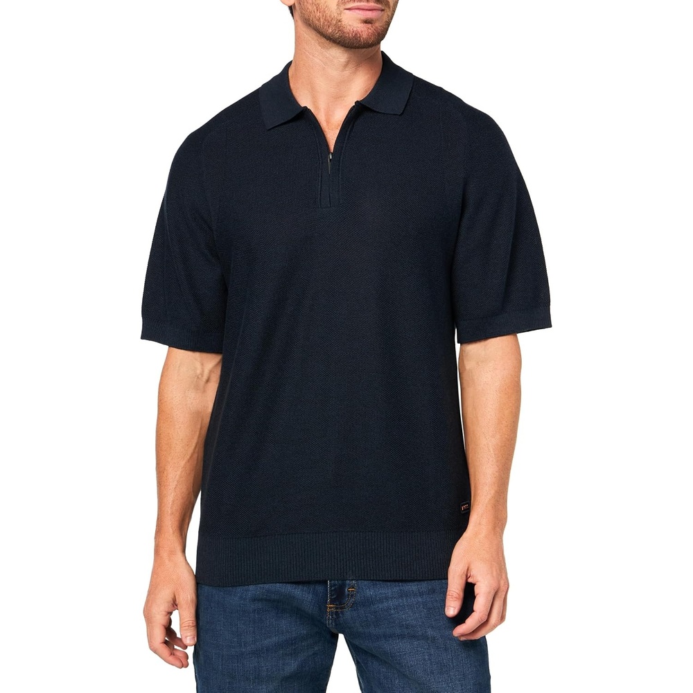 image:imageBOSS Mens Basket Weave Knit Pullover Lightweight SweaterMidnight Zone