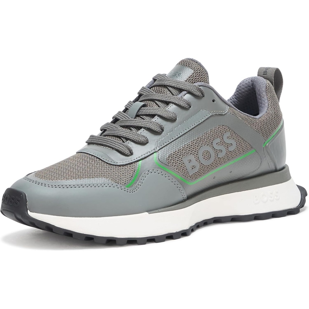image:imageBOSS Mens Big Logo Mesh Mix Lace Up SneakerPewter Green