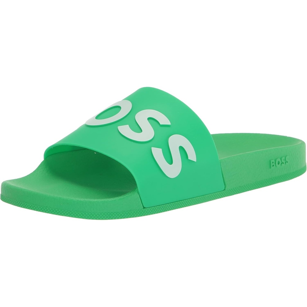 image:imageBOSS Mens Big Logo Slide SandalsHighlighter Green