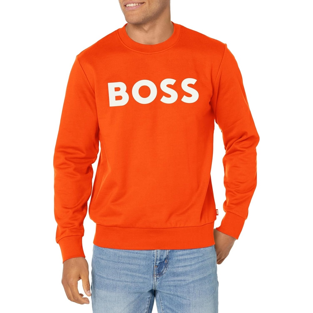 image:imageBOSS Mens Bold Logo Sporty French Terry SweatshirtOrangecom