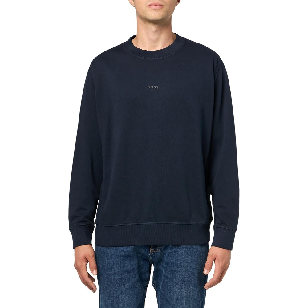 image:imageBOSS Mens Center Logo Crew Neck SweatshirtDeep Navy Blue