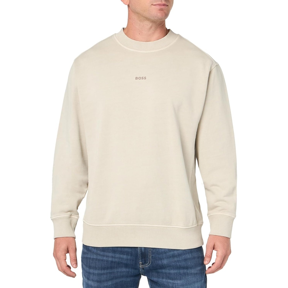 image:imageBOSS Mens Center Logo Crew Neck SweatshirtNavajo Cream