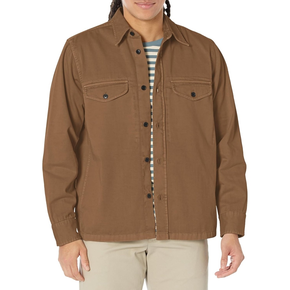 image:imageBOSS Mens Front Pocket Button Twill Over ShirtTeak Wood Brown
