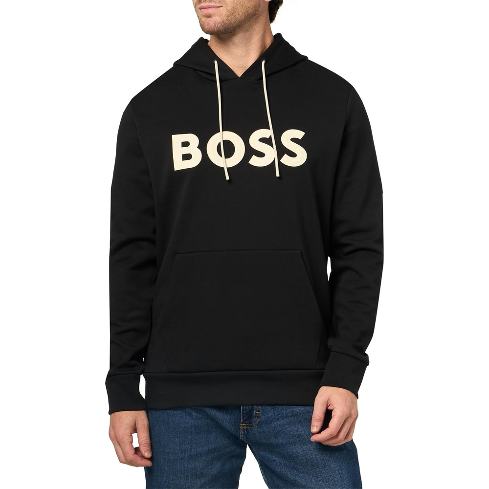 image:imageBOSS Mens Interlock Embossed Logo Hooded SweatshirtPitch Black
