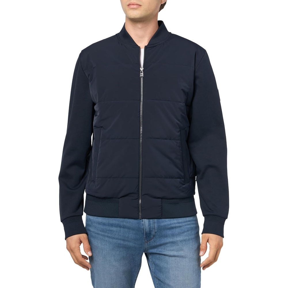 image:imageBOSS Mens Jersey Blend Nylon Lightweight JacketNavy Sky