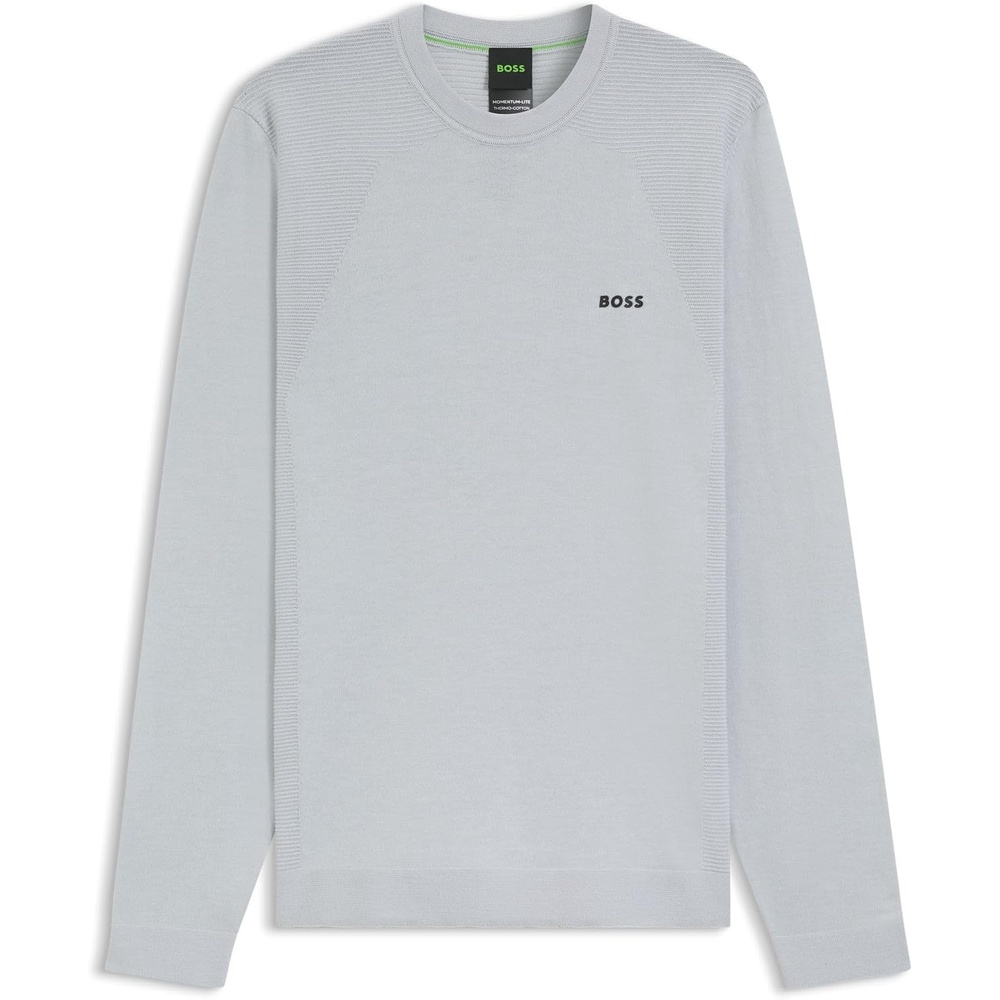 image:imageBOSS Mens KMomentumlite Cn Knitted Sweater Pack of 1LightPastel Grey 054